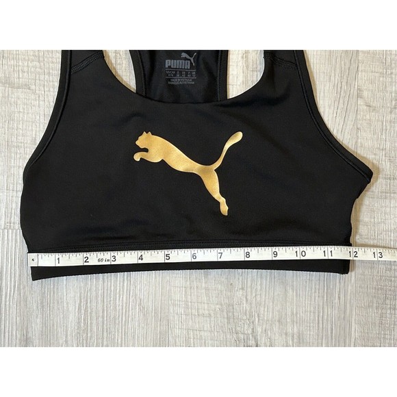 Puma Black Womens Sports Bra Size Medium M Black/Gold Workout NWOT - Picture 5 of 6